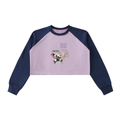 Kyojuro Rengoku xEternal // Raw-Hem Color-Block Raglan Crop Sweatshirt - Blueberry