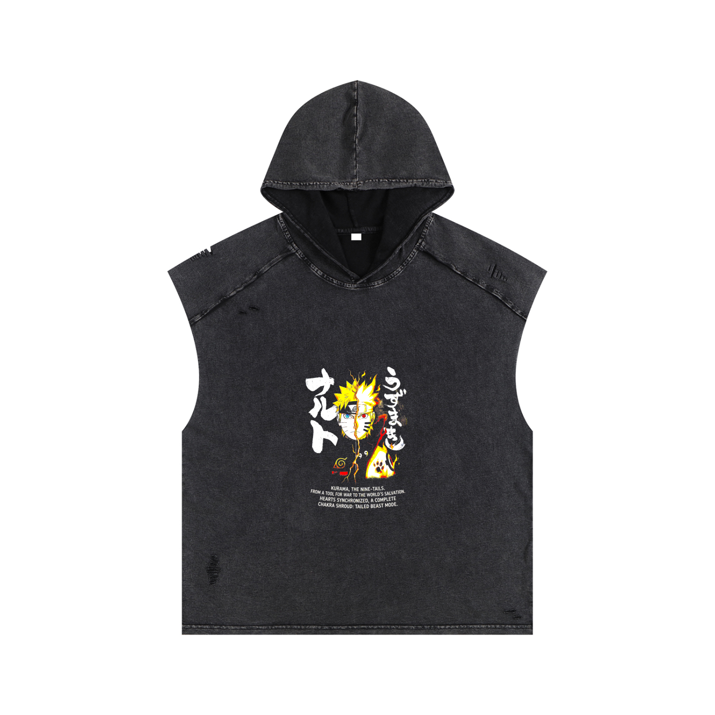 Naruto xEternal // Distressed Vintage Wash Hooded Tank - Faded Black