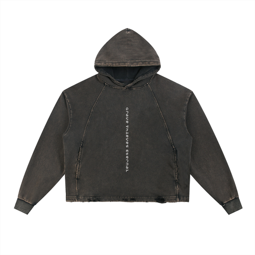 Eternal // Heavyweight Vintage Washed Distressed Hoodie - Faded Black